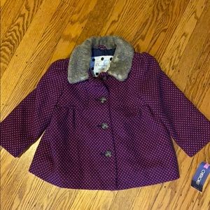 NEW girls fur collar tweed like jacket, 2t